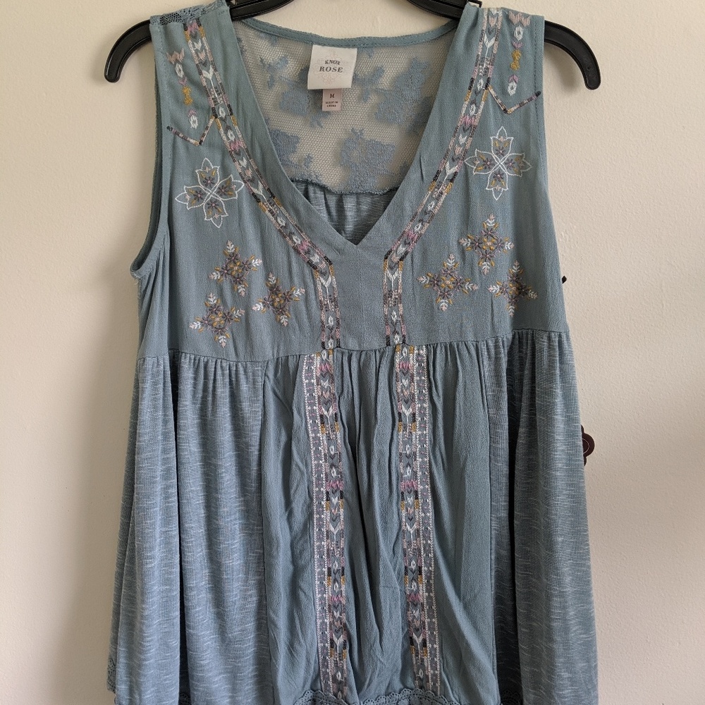 NWT Embroidered Lace Tank Top